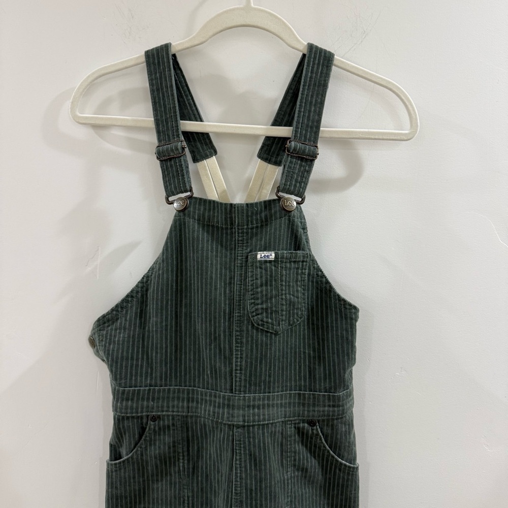 FREE PEOPLE x LEE Vintage Corduroy Flare Overalls in Greyed Olive - Picture 14 of 14